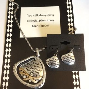 "You will Always be in My Heart" Necklace Earrings